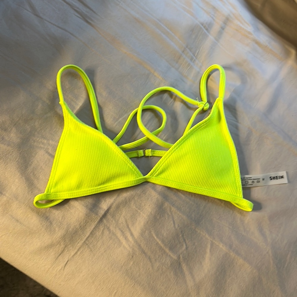 Neon yellow shein bikini top